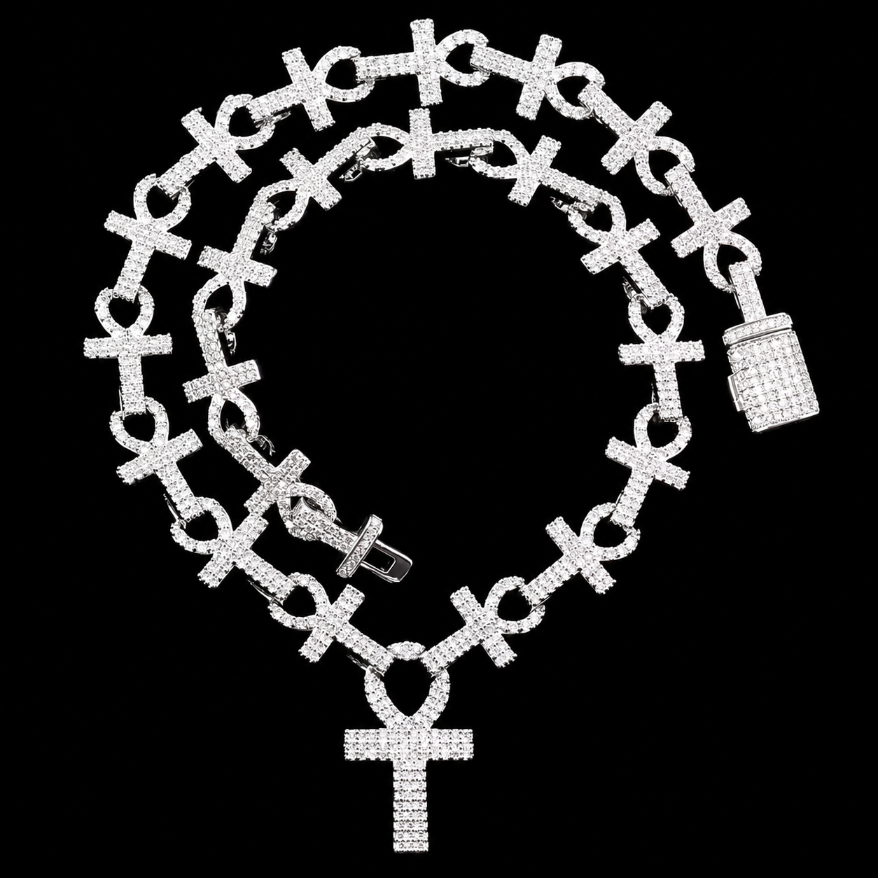 Charmbox Men iced out ankh chain gold plated necklace