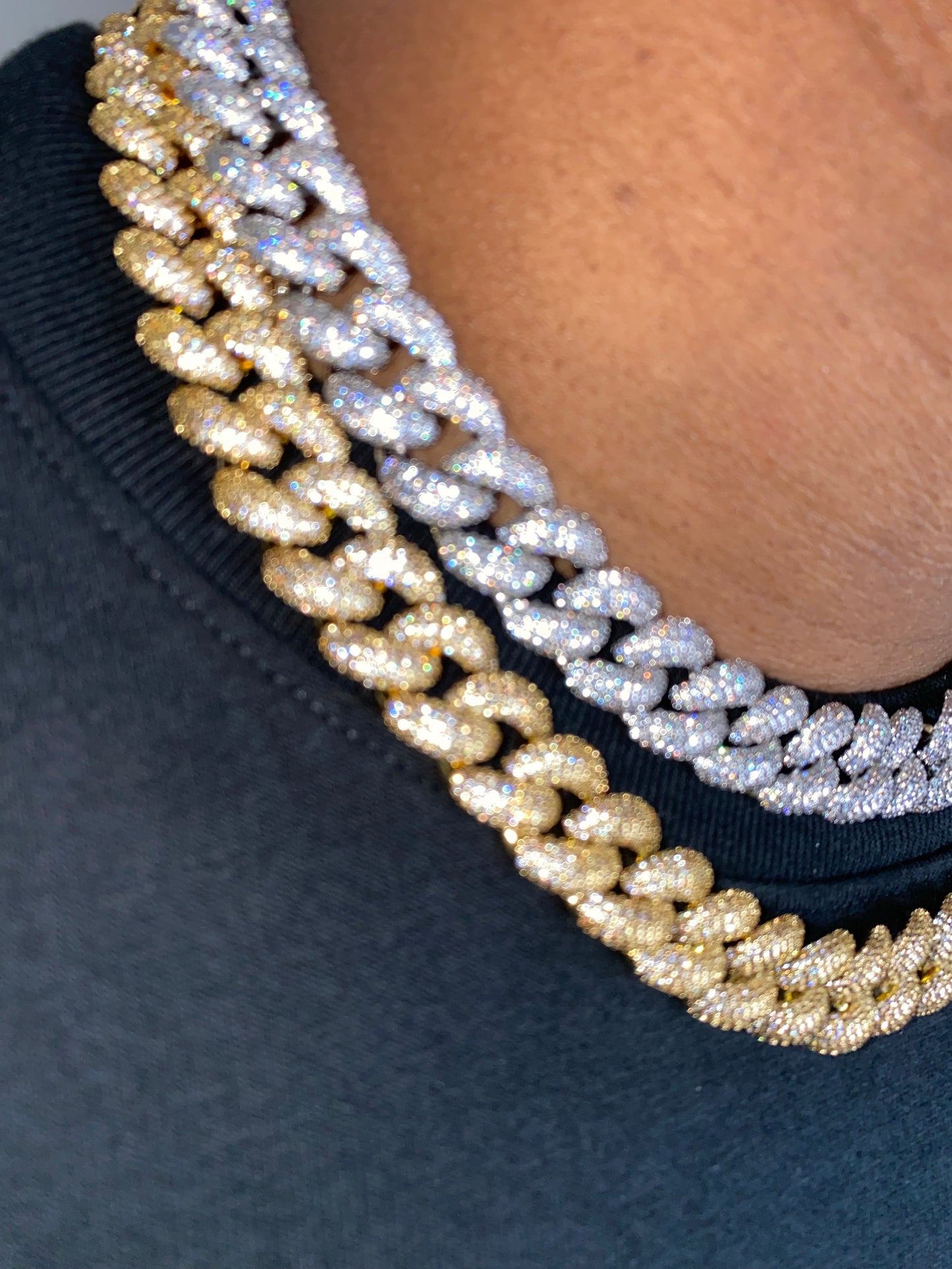 Charmbox Men Bubble Cuban chain gold plated iced out necklace
