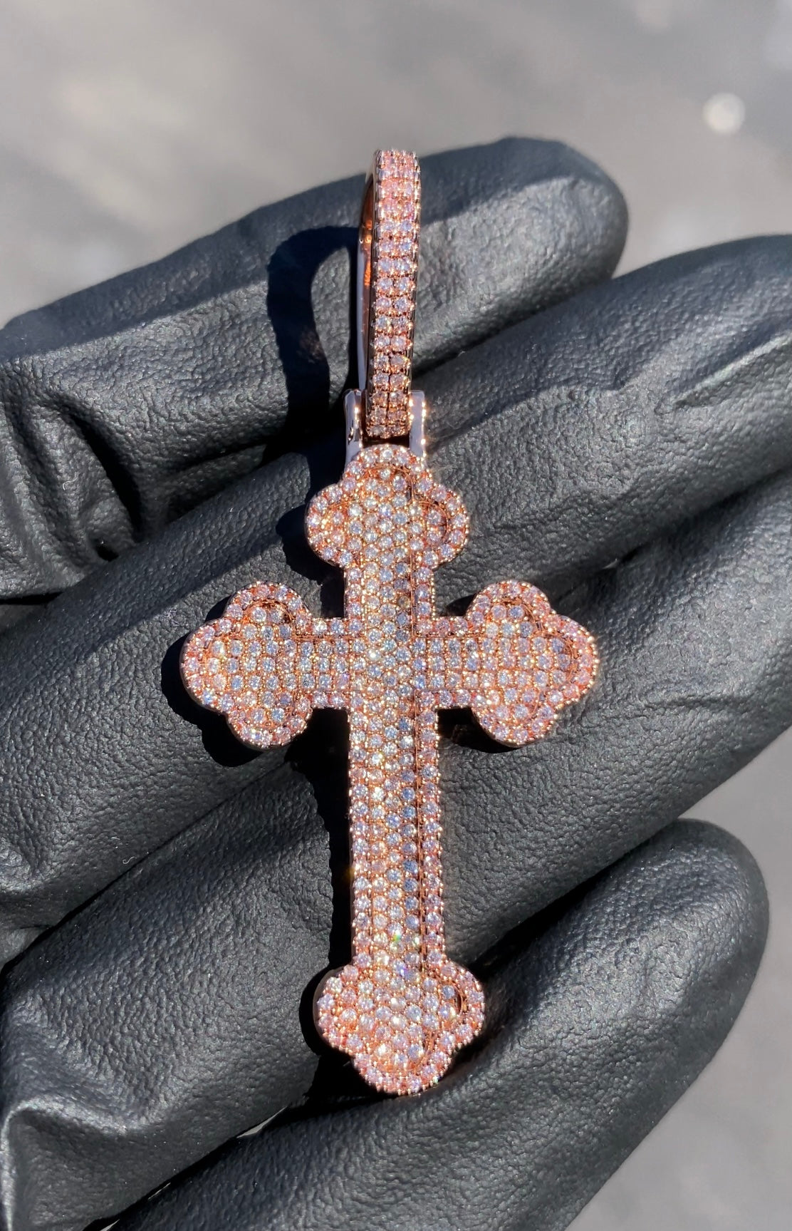 Chrome cross pendant worn on chain by Charmbox Men