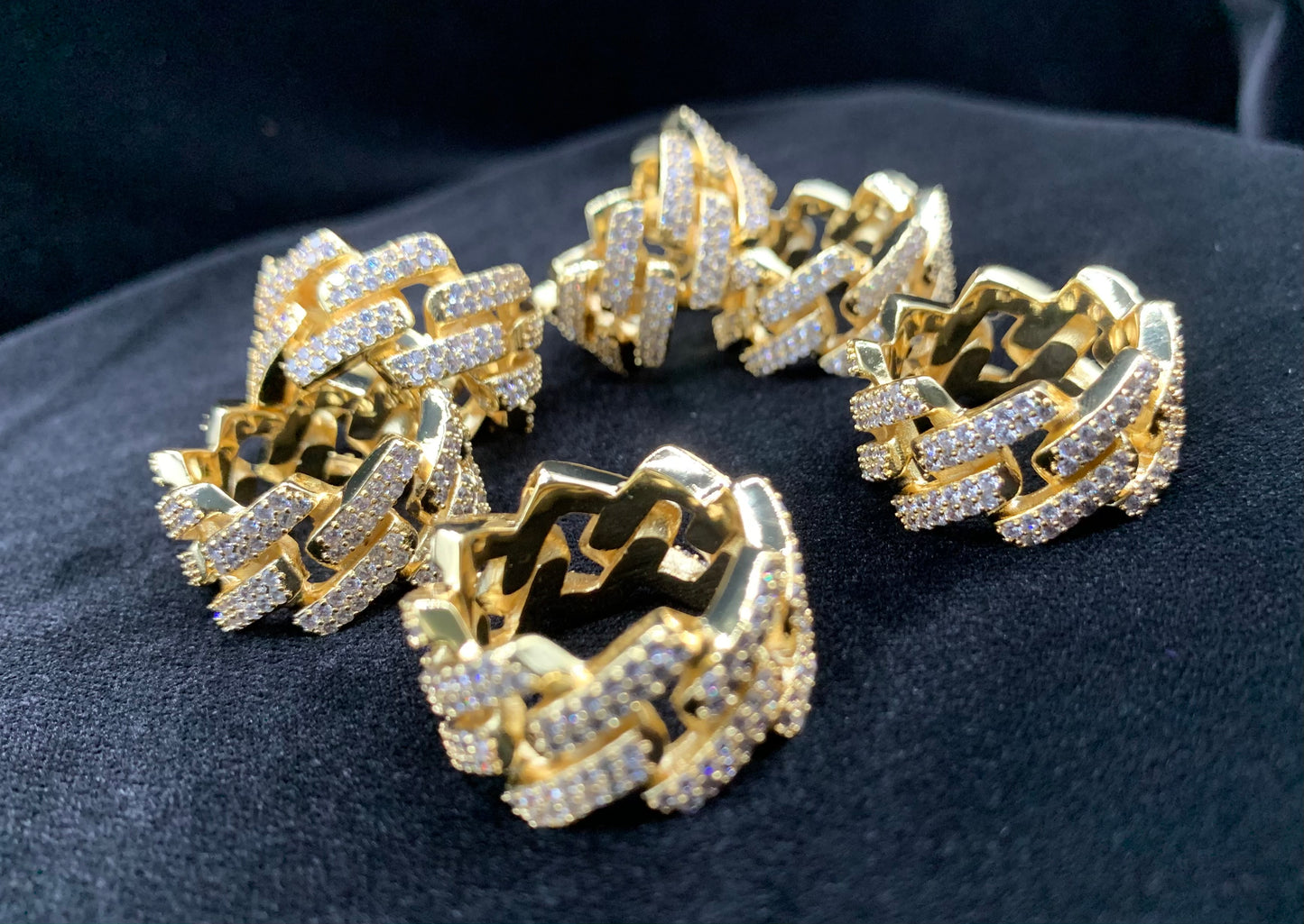 Cuban ring silver plated iced out mens ring