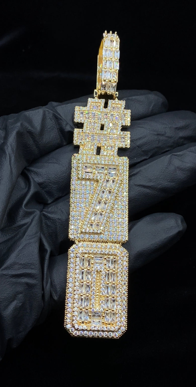 Vertical Boss Man custom name pendant worn on chain by Charmbox Men