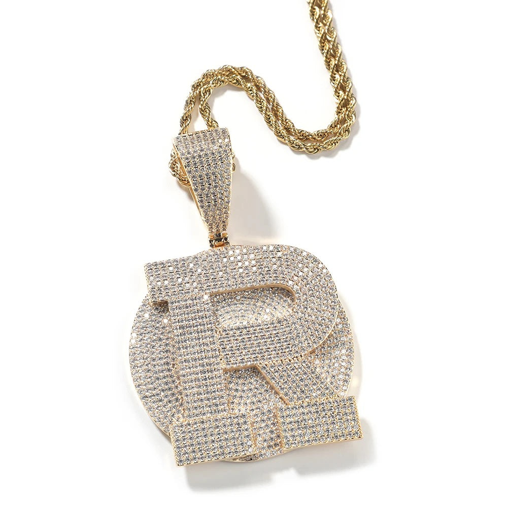 Charmbox Men circle initial custom pendant gold plated personalized