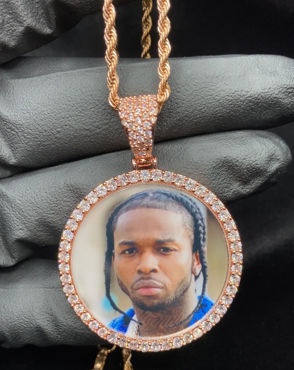 Charmbox Men circle picture pendant custom photo necklace gold silver
