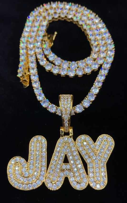 Charmbox Men Frosty custom name necklace gold plated cubic zirconia