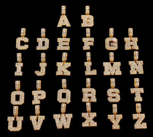 Charmbox Men Freezer custom initial pendant gold plated cubic zirconia