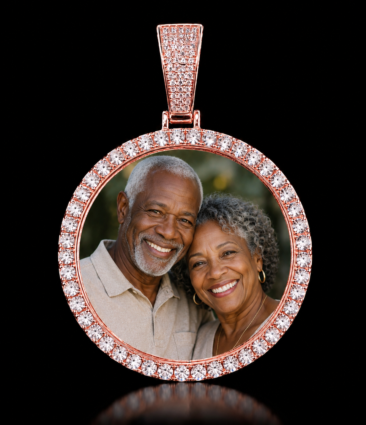 XL picture pendant worn on chain, custom photo necklace by Charmbox Men