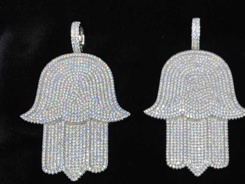 Hamsa pendant necklace worn by model, Charmbox Men mens jewelry