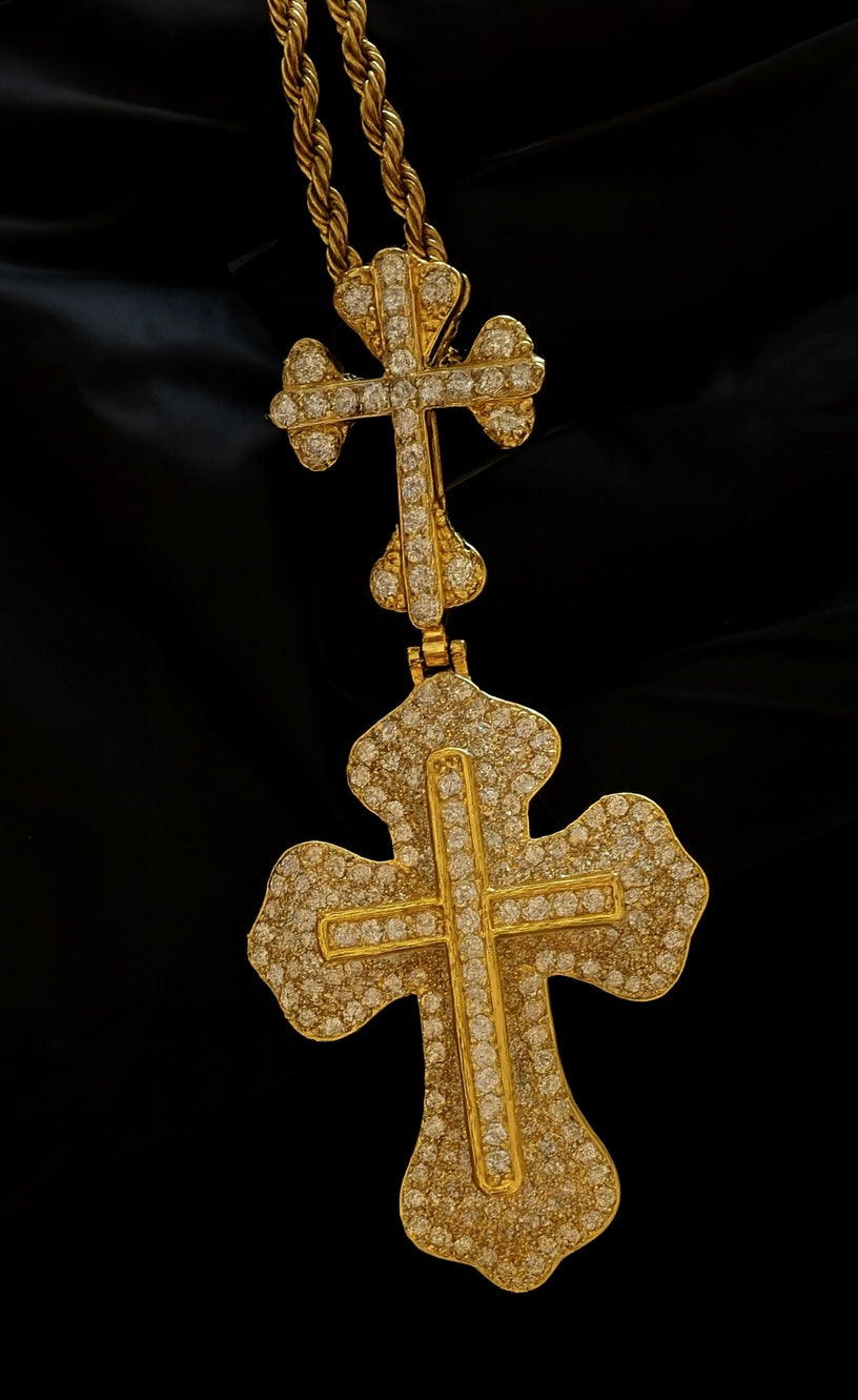 Double cross pendant worn on chain by Charmbox Men