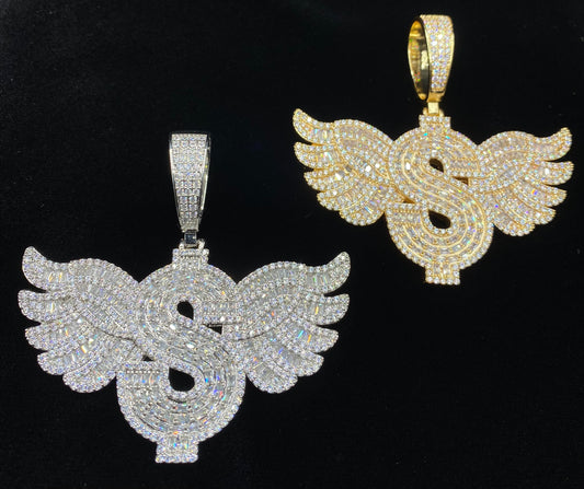 Charmbox Men dollar symbol pendant gold plated cubic zirconia