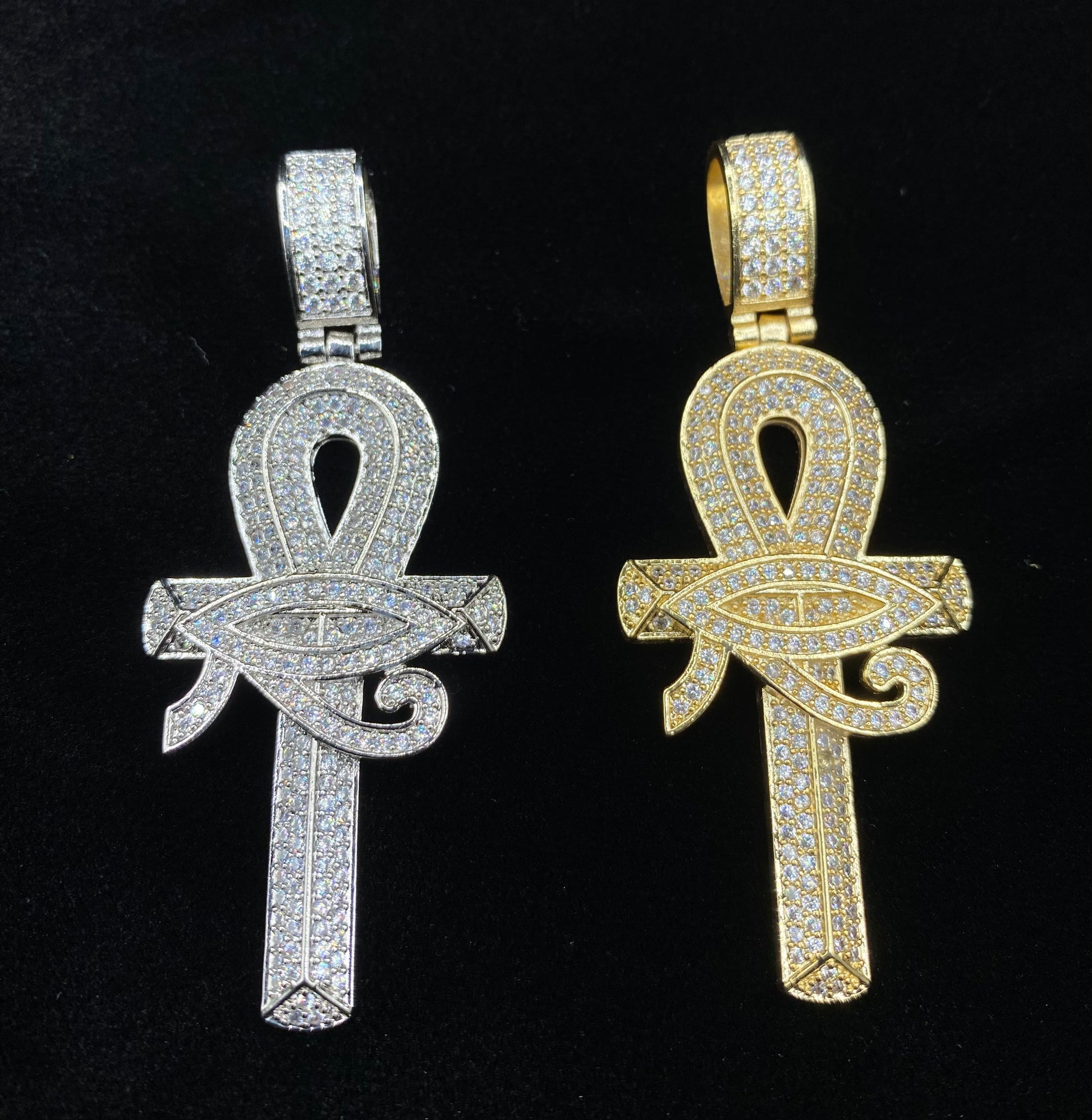 Charmbox Men Ankh cross pendant gold plated cubic zirconia