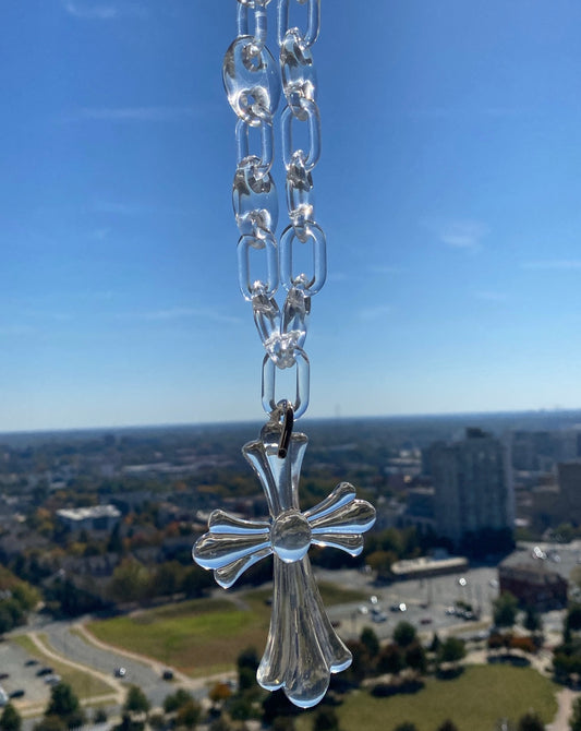 Charmbox Men acrylic chain with cross pendant necklace