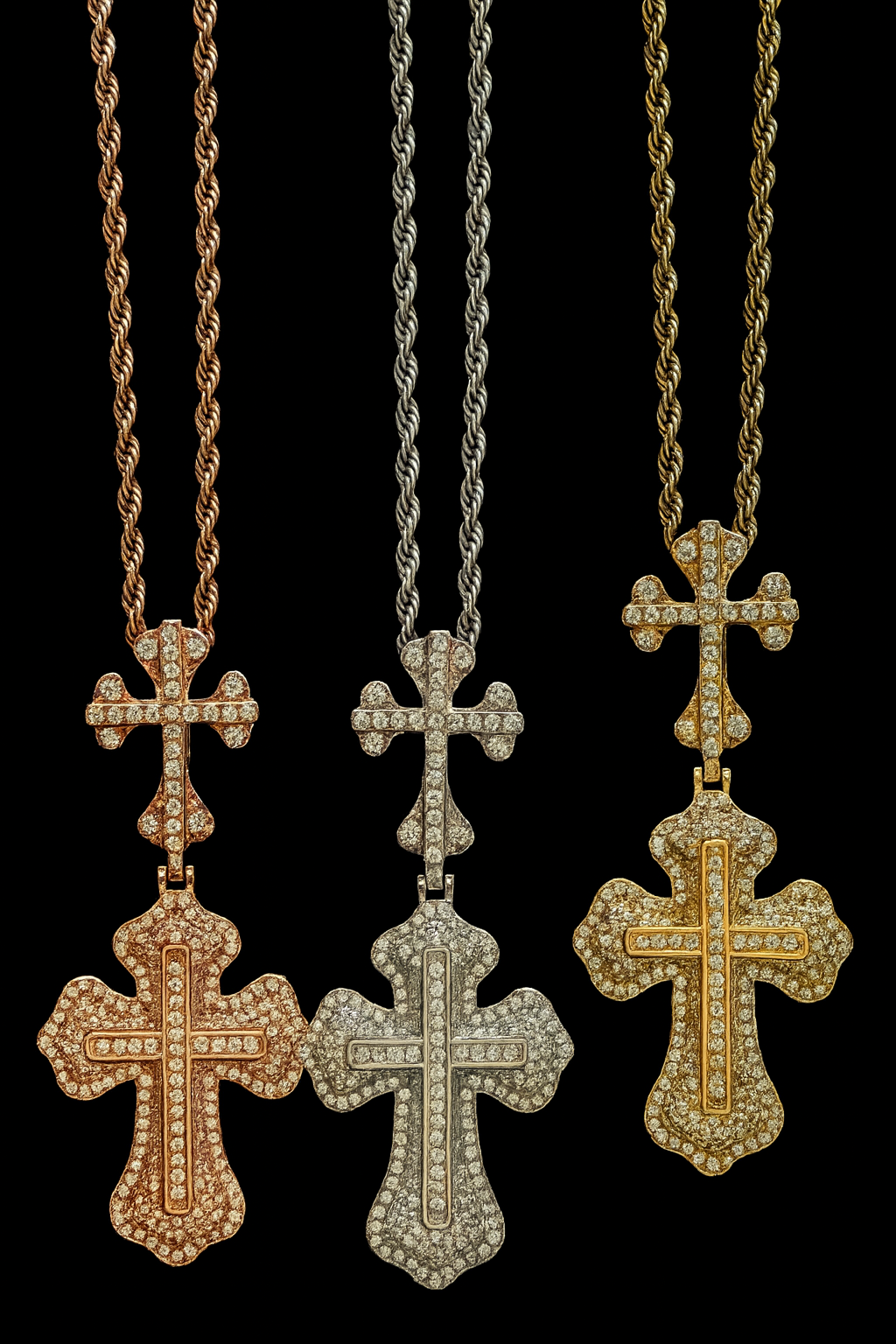 Charmbox Men double cross pendant gold plated cubic zirconia