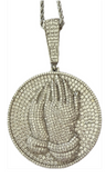 Iced Out Prayer Hands with 20” Rope Chain