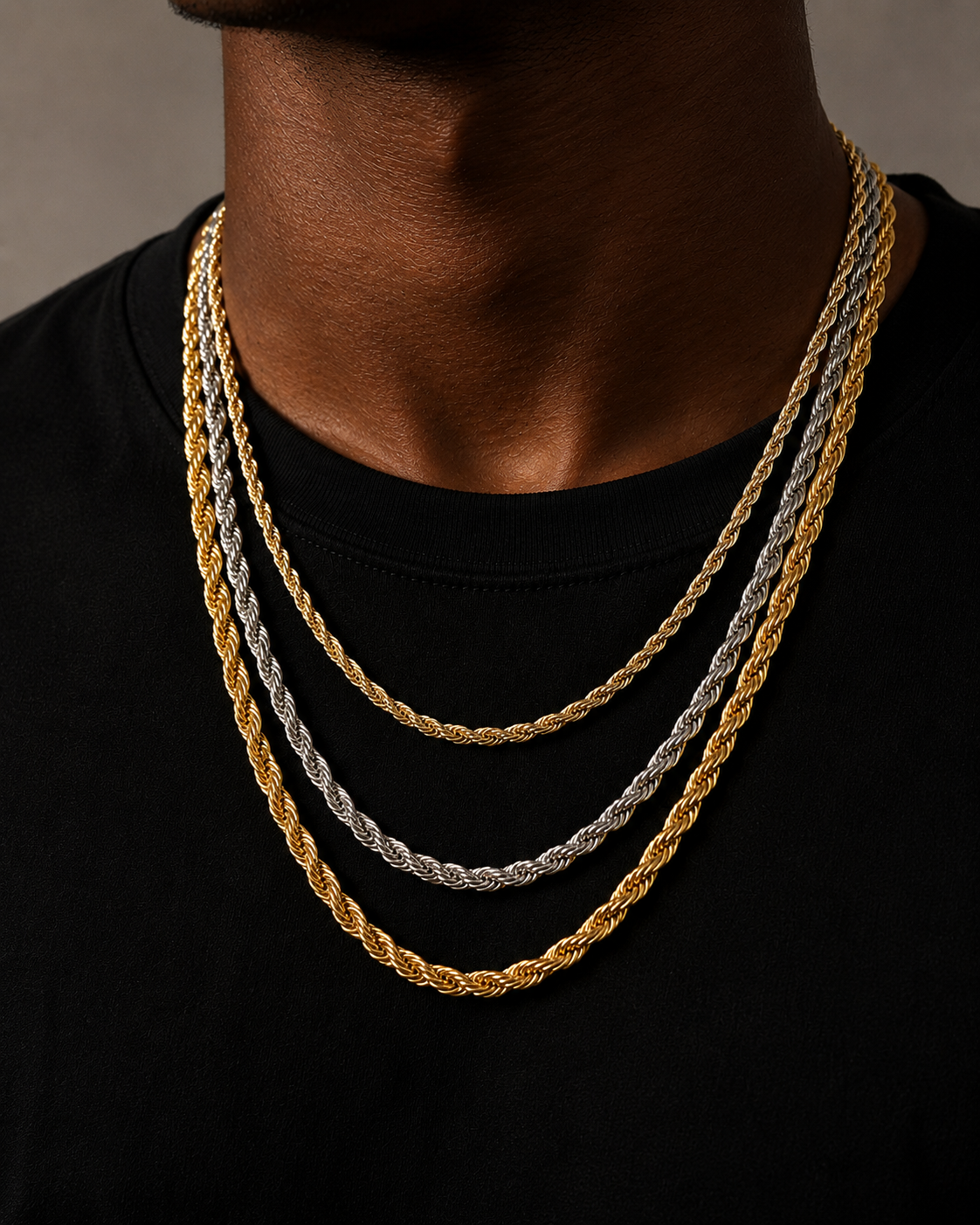Charmbox Men 5mm rope chain gold plated necklace