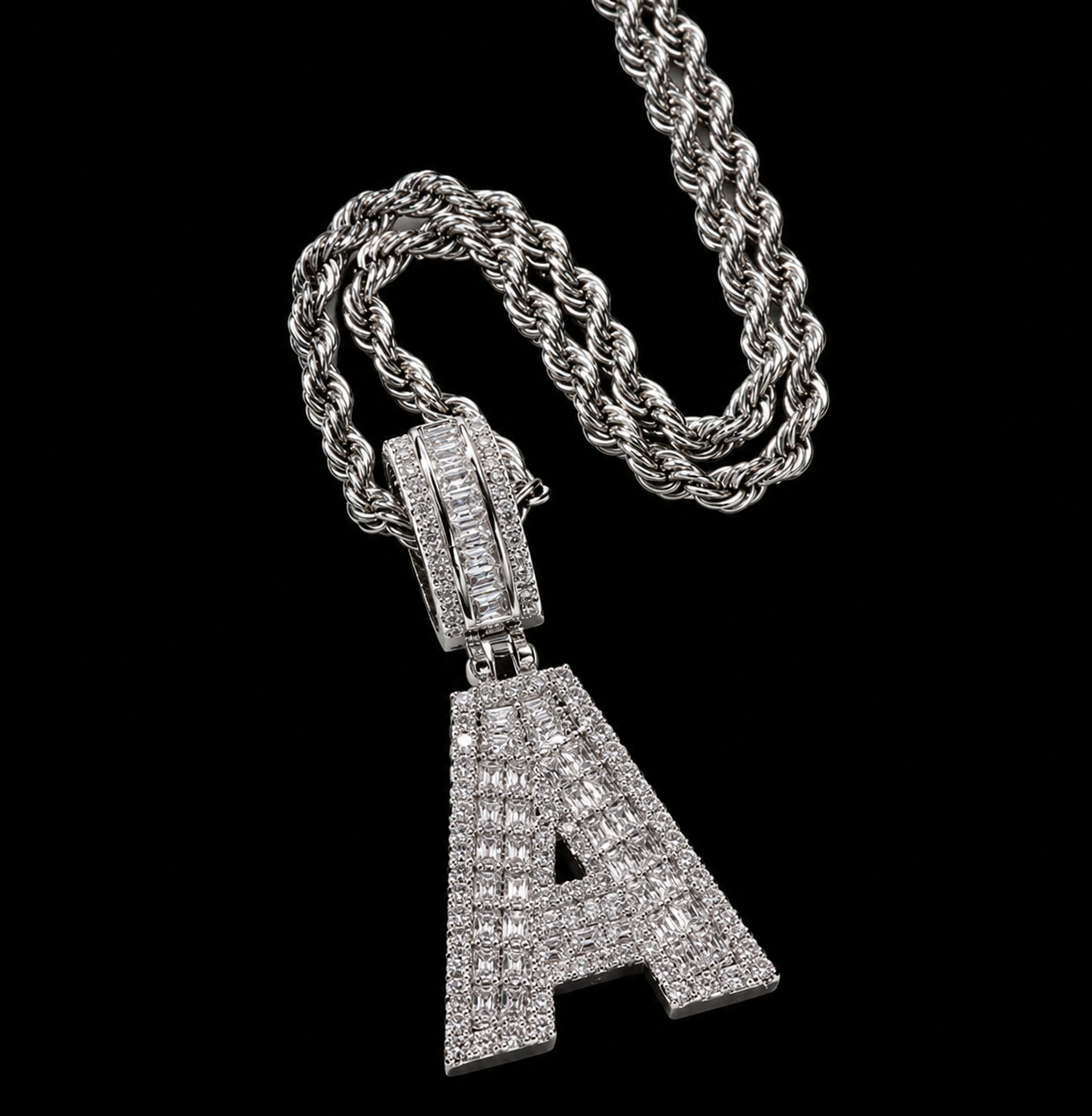 Freezer custom initial letter pendant silver plated by Charmbox Men