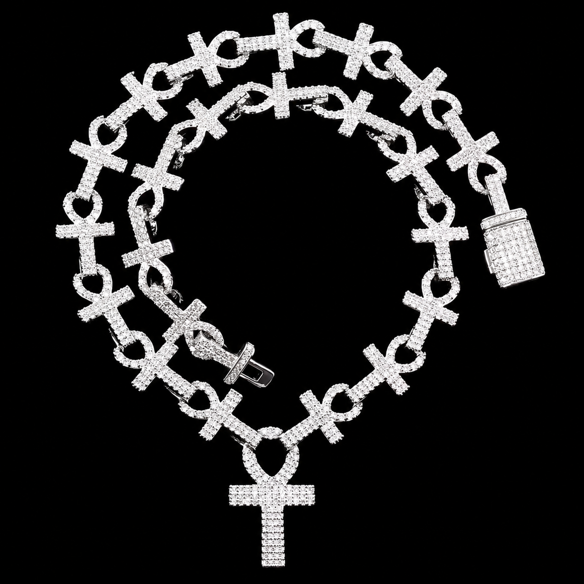 Charmbox Men iced out ankh chain gold plated necklace