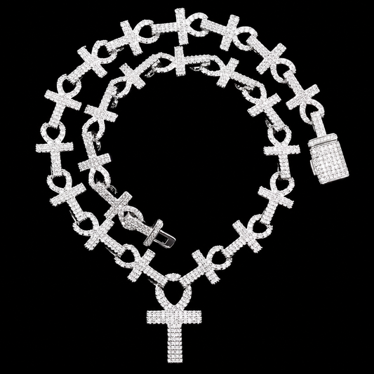 Charmbox Men iced out ankh chain gold plated necklace