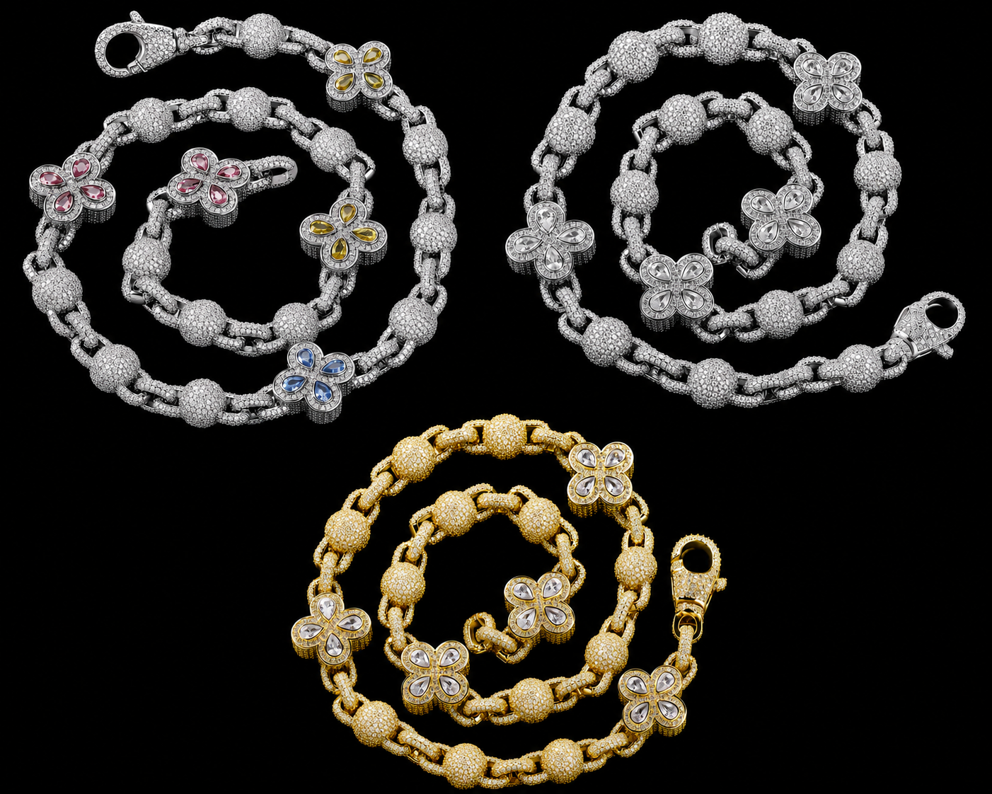 Charmbox Men iced out clover chain gold plated