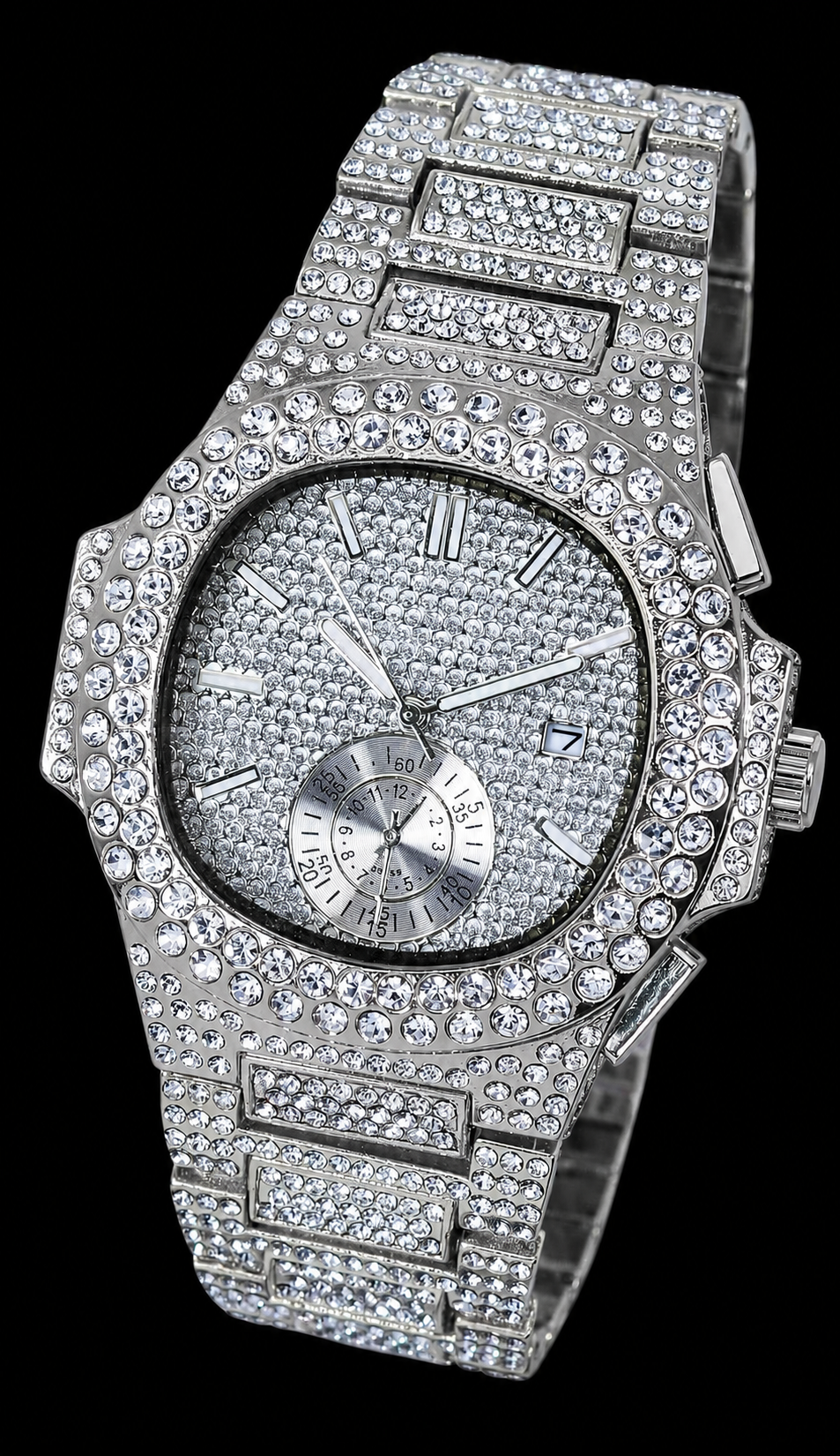 Bust Down Glacier Watch silver plated stainless steel