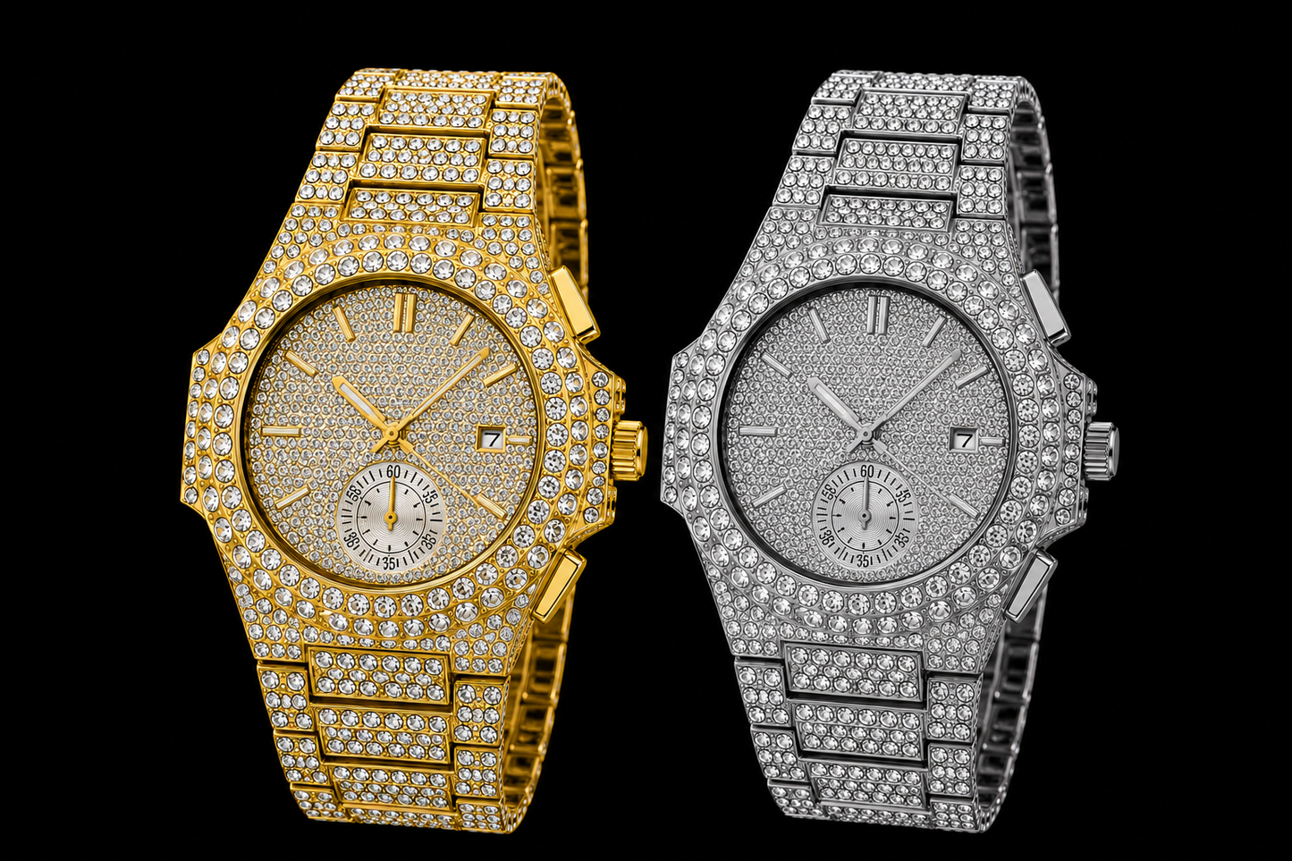 Charmbox Men Bust Down Glacier Watch gold plated cubic zirconia
