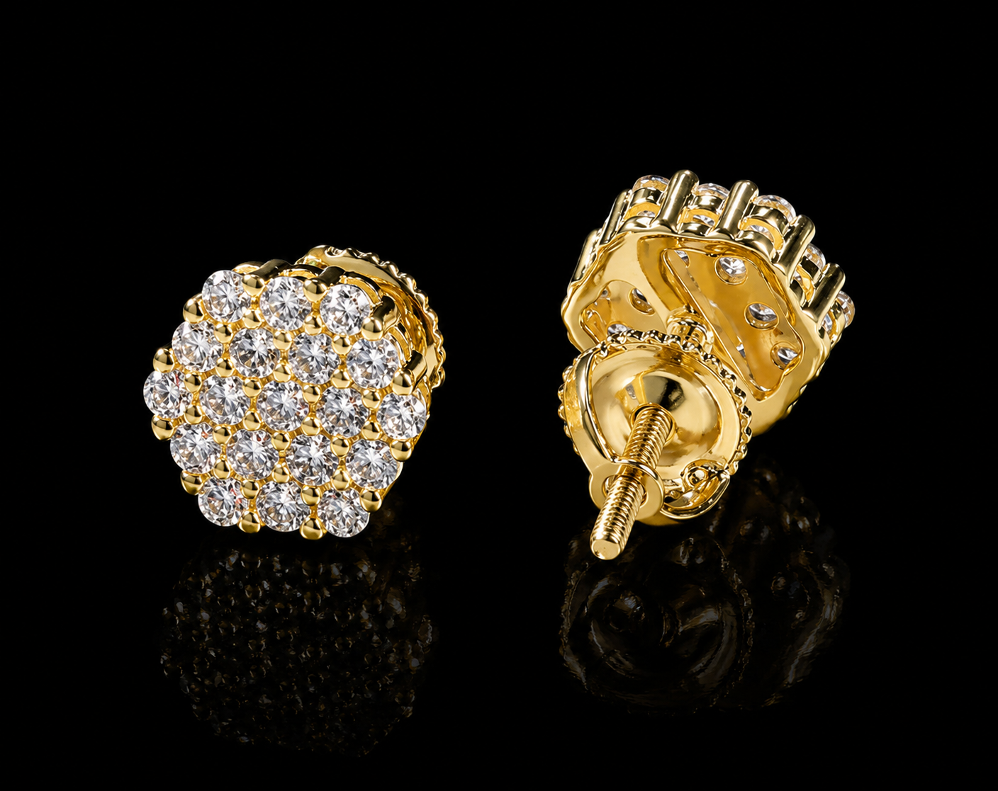 Ice cube earrings silver plated iced out pair