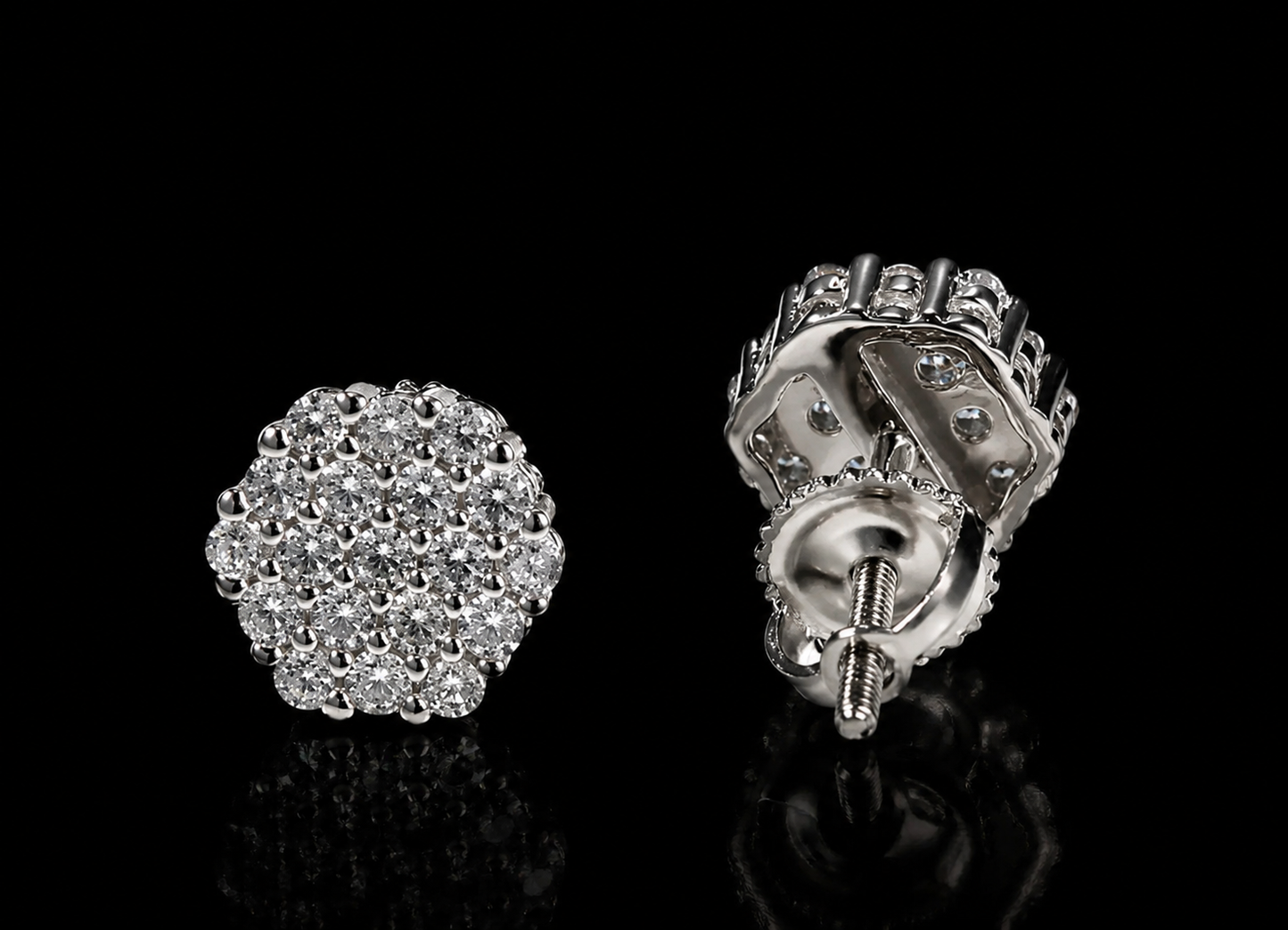 Ice cube earrings worn by model, Charmbox Men