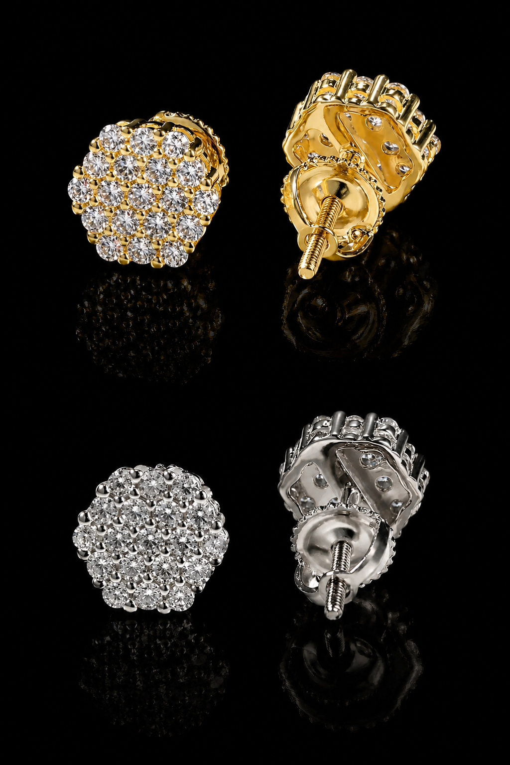 Charmbox Men ice cube earrings gold plated cubic zirconia