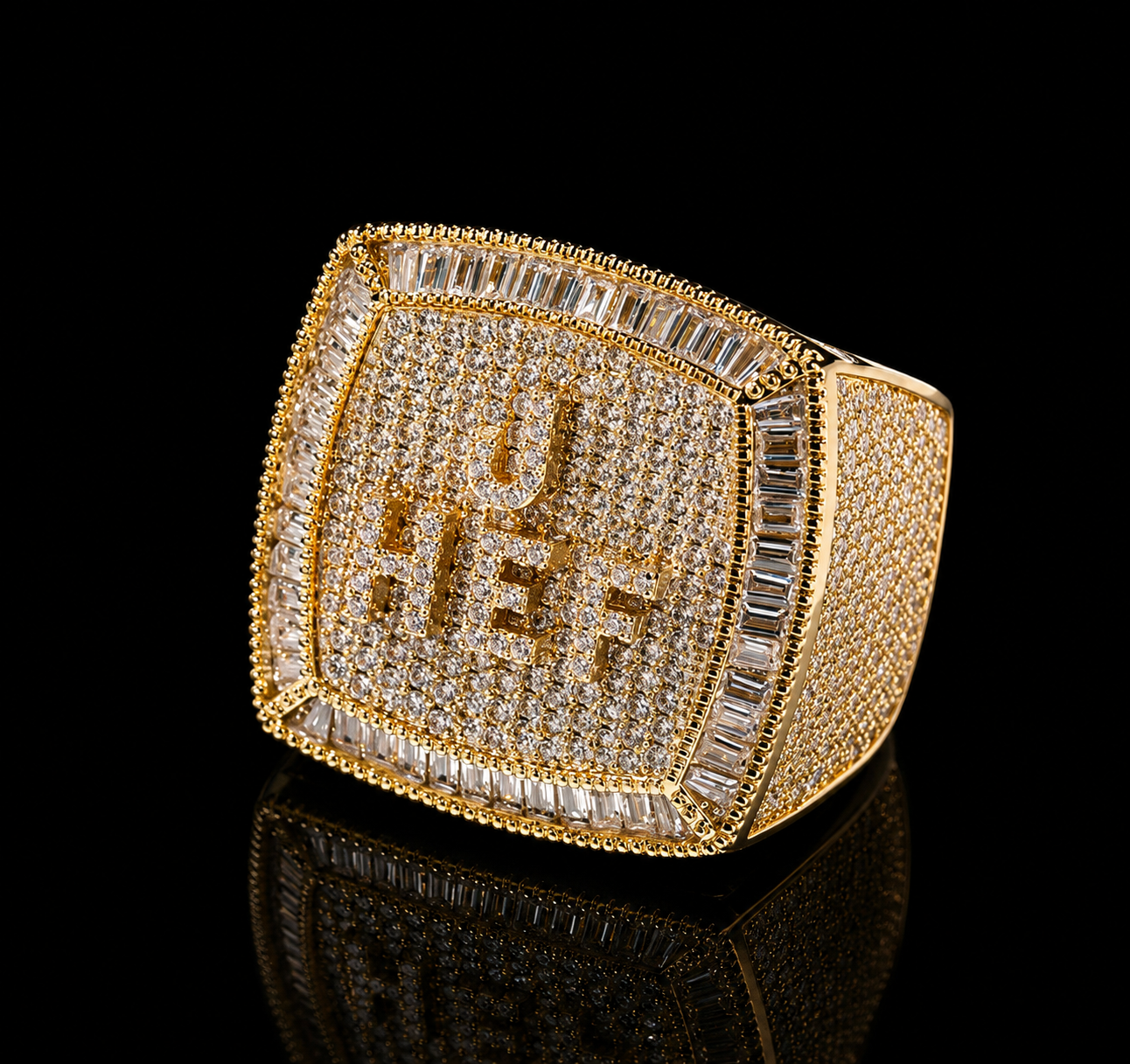 Custom championship ring worn on hand by Charmbox Men