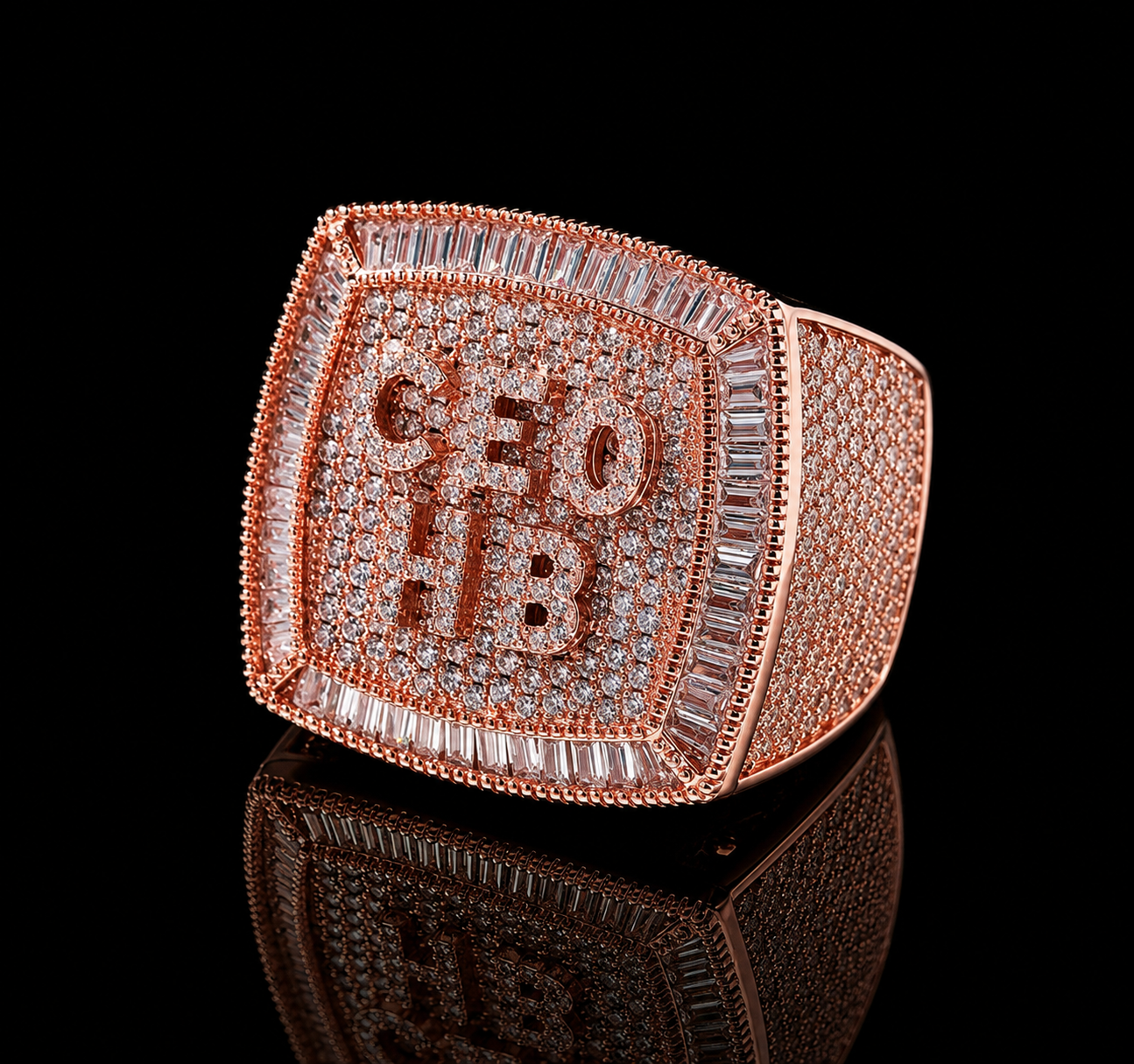 Custom championship ring close up detail