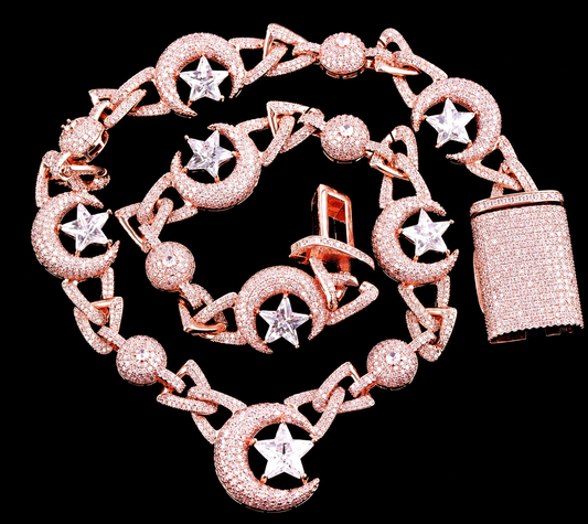 Charmbox Men iced out moonstar chain gold plated