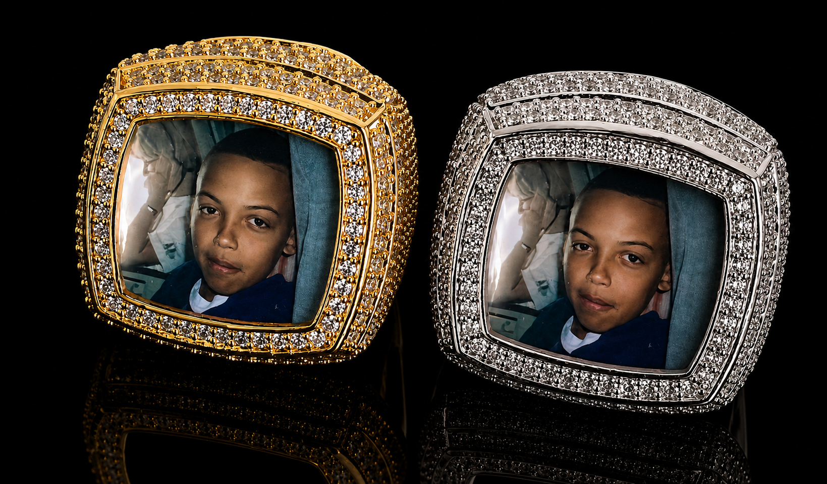 Charmbox Men custom picture ring gold plated personalized photo