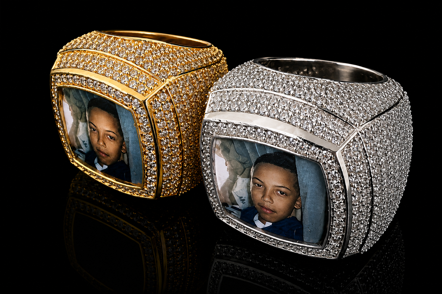 Custom picture ring silver plated with photo