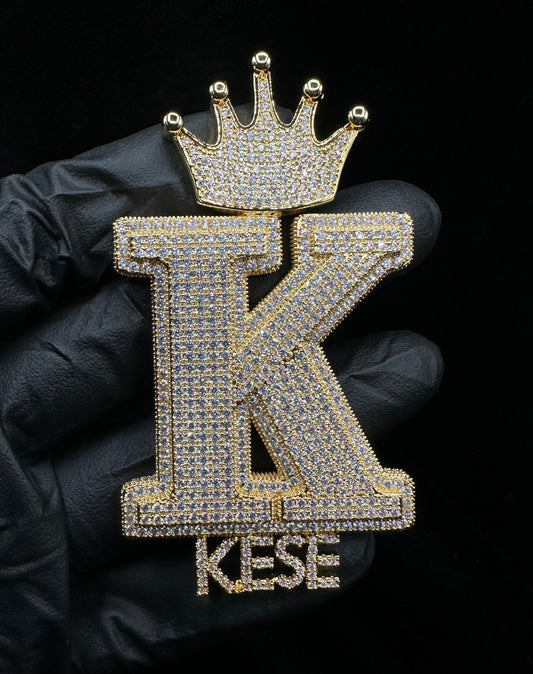 Charmbox Men King custom initial pendant gold plated personalized