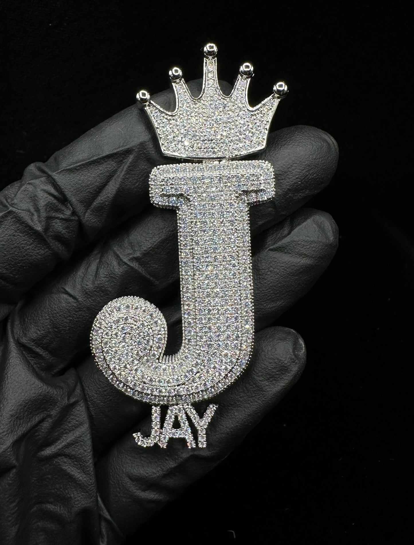 King custom initial pendant worn on chain by Charmbox Men