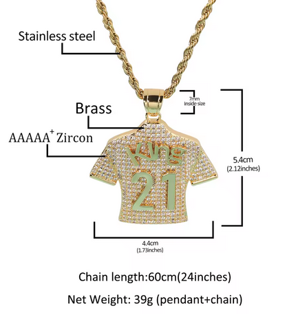 Iced Out Jersey Pendant