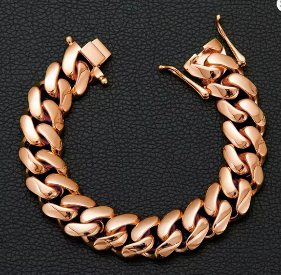 Rose Gold Miami Cuban bracelet worn on wrist by Charmbox Men