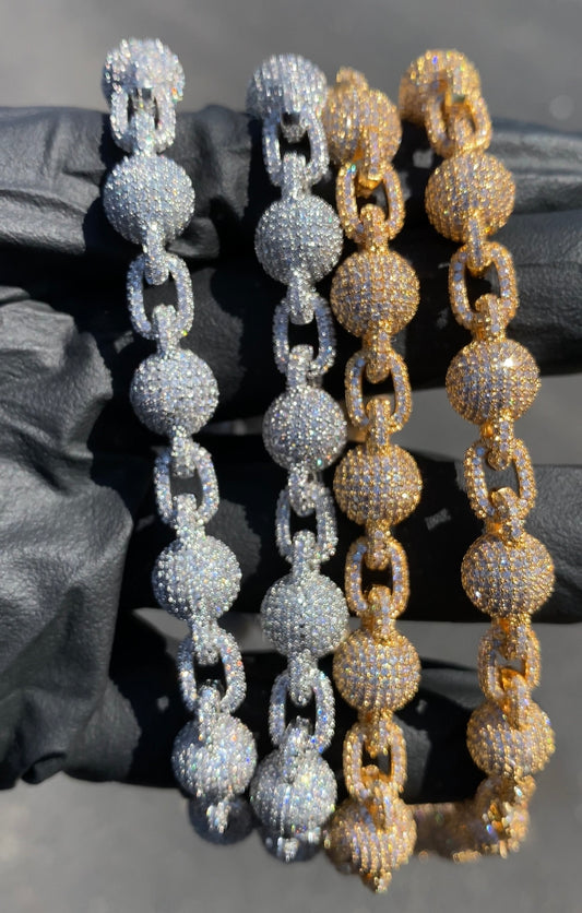 Charmbox Men iced out ball chain gold plated cubic zirconia