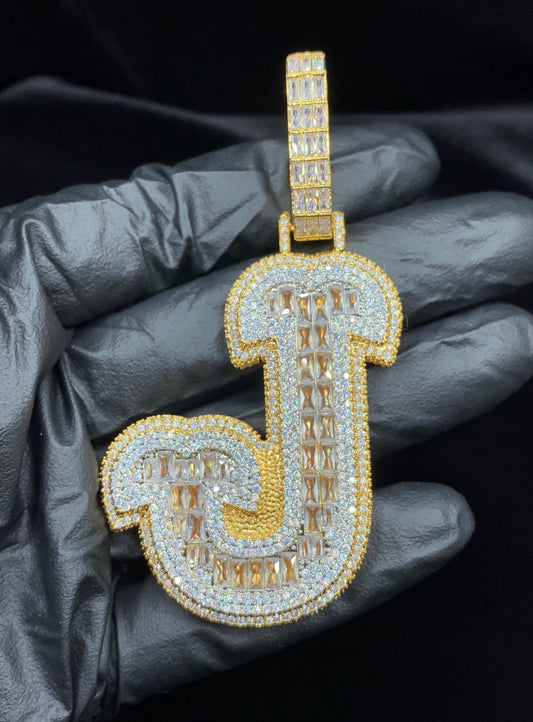 Charmbox Men Snow Initial custom pendant gold plated cubic zirconia