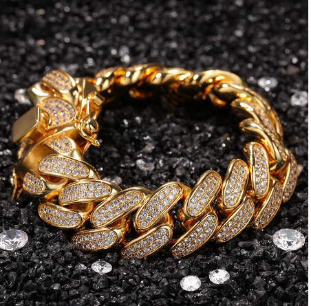 Charmbox Men Bossman Cuban bracelet gold plated iced out