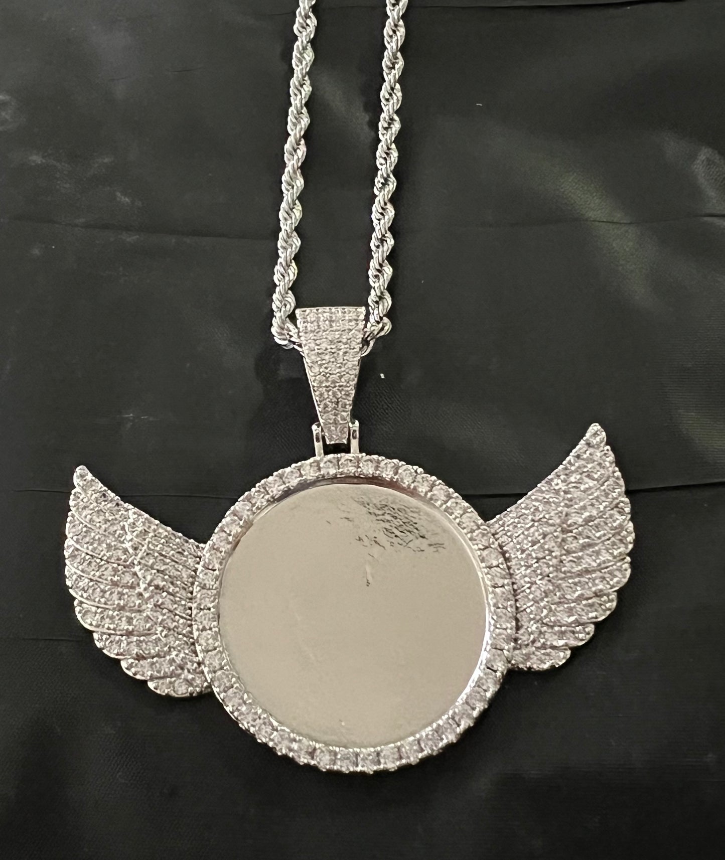 Angel picture pendant rose gold plated, custom photo necklace