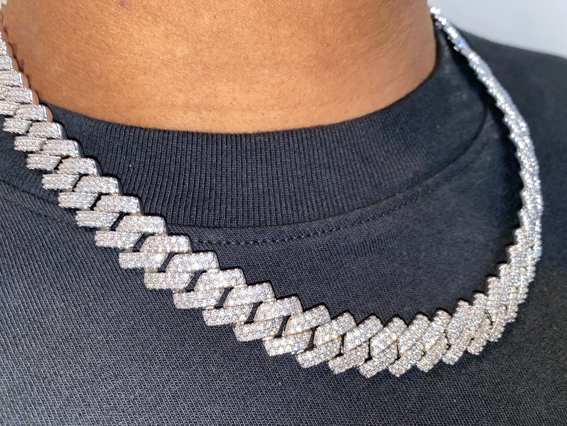 Charmbox Men bust down cuban chain gold and silver iced out mens jewelry
