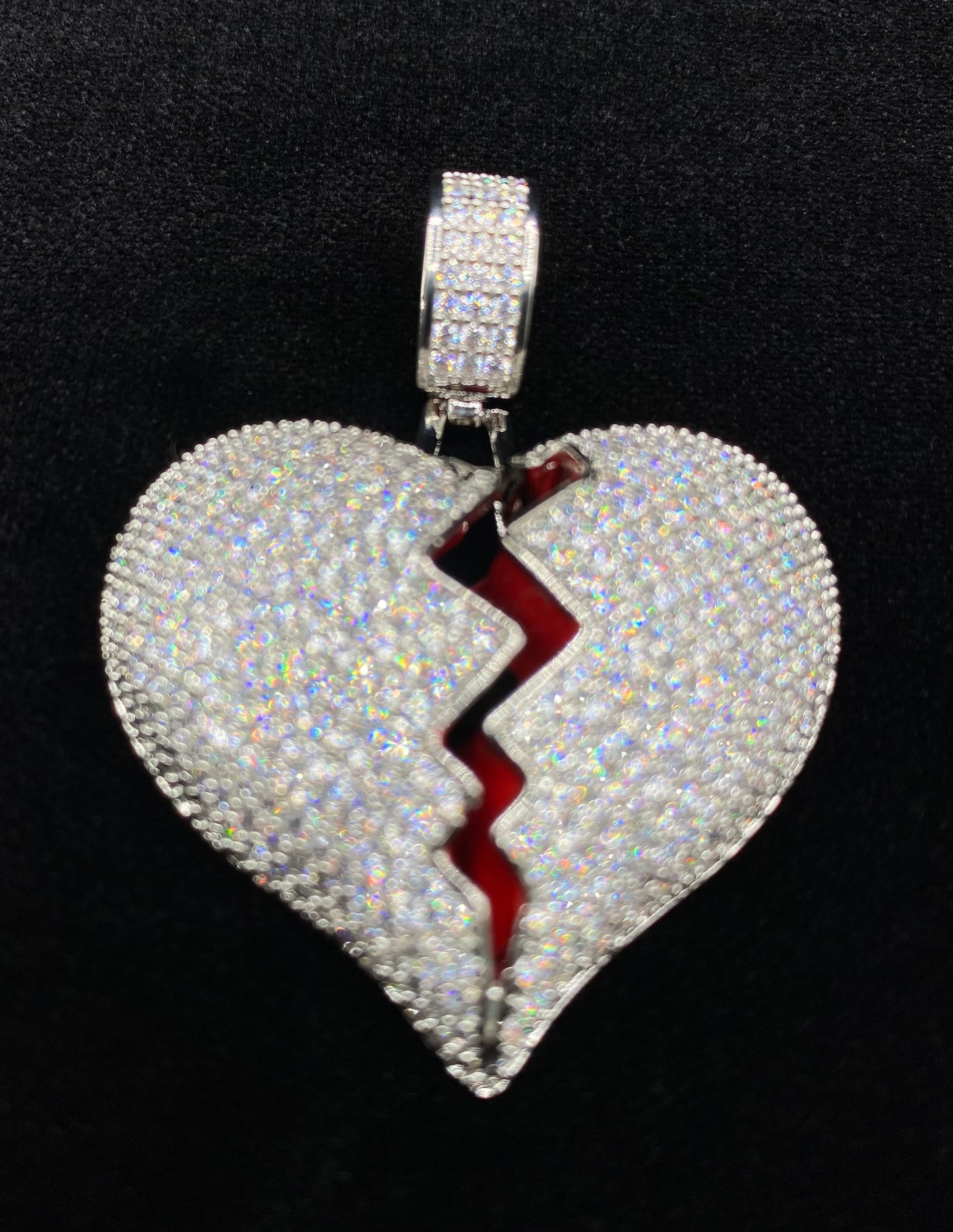 Heartbreak pendant silver plated iced out necklace