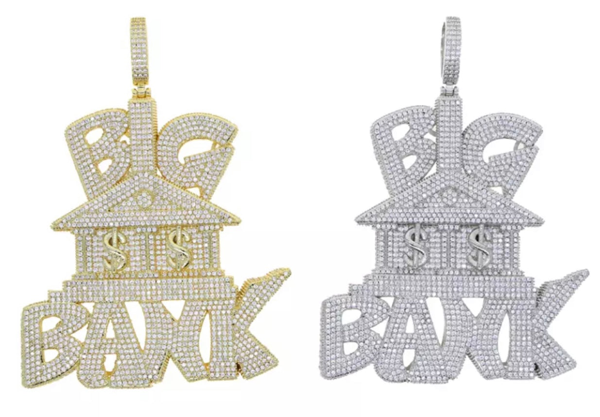 Charmbox Men Big Bank pendant gold plated cubic zirconia