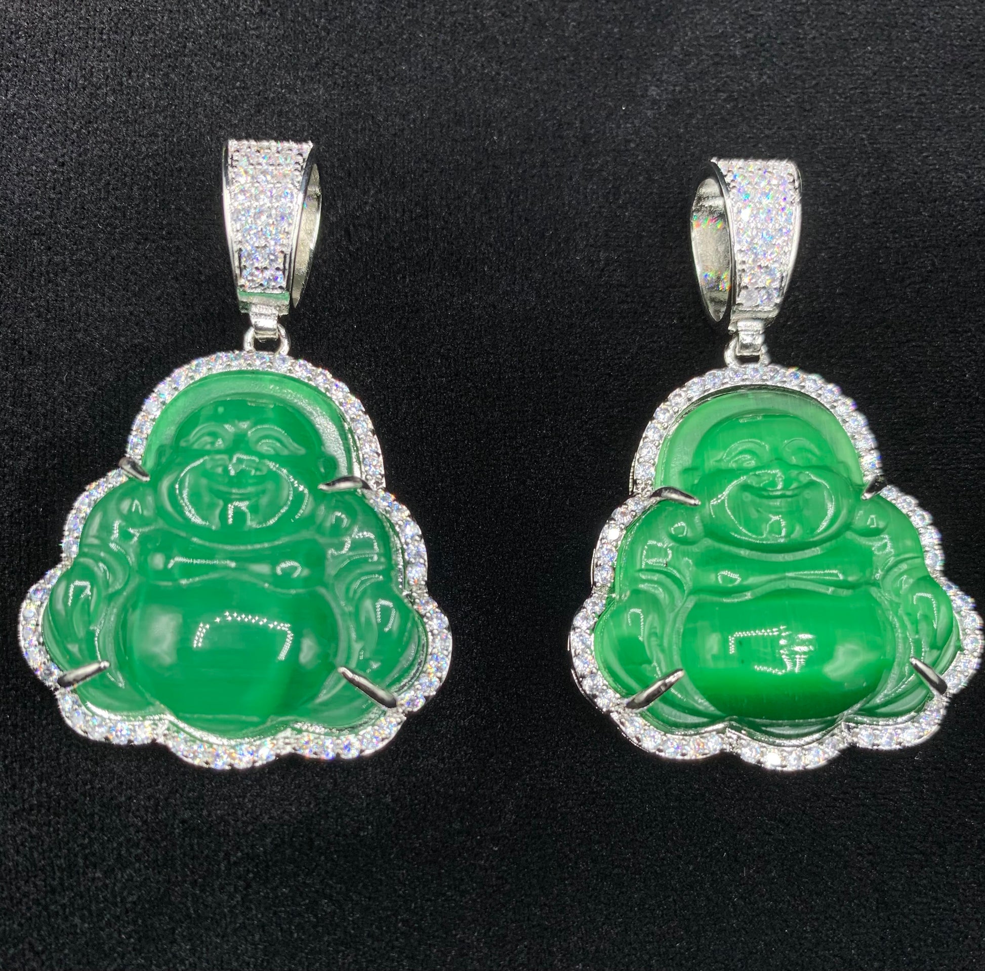 Iced out Buddha pendant silver plated cubic zirconia