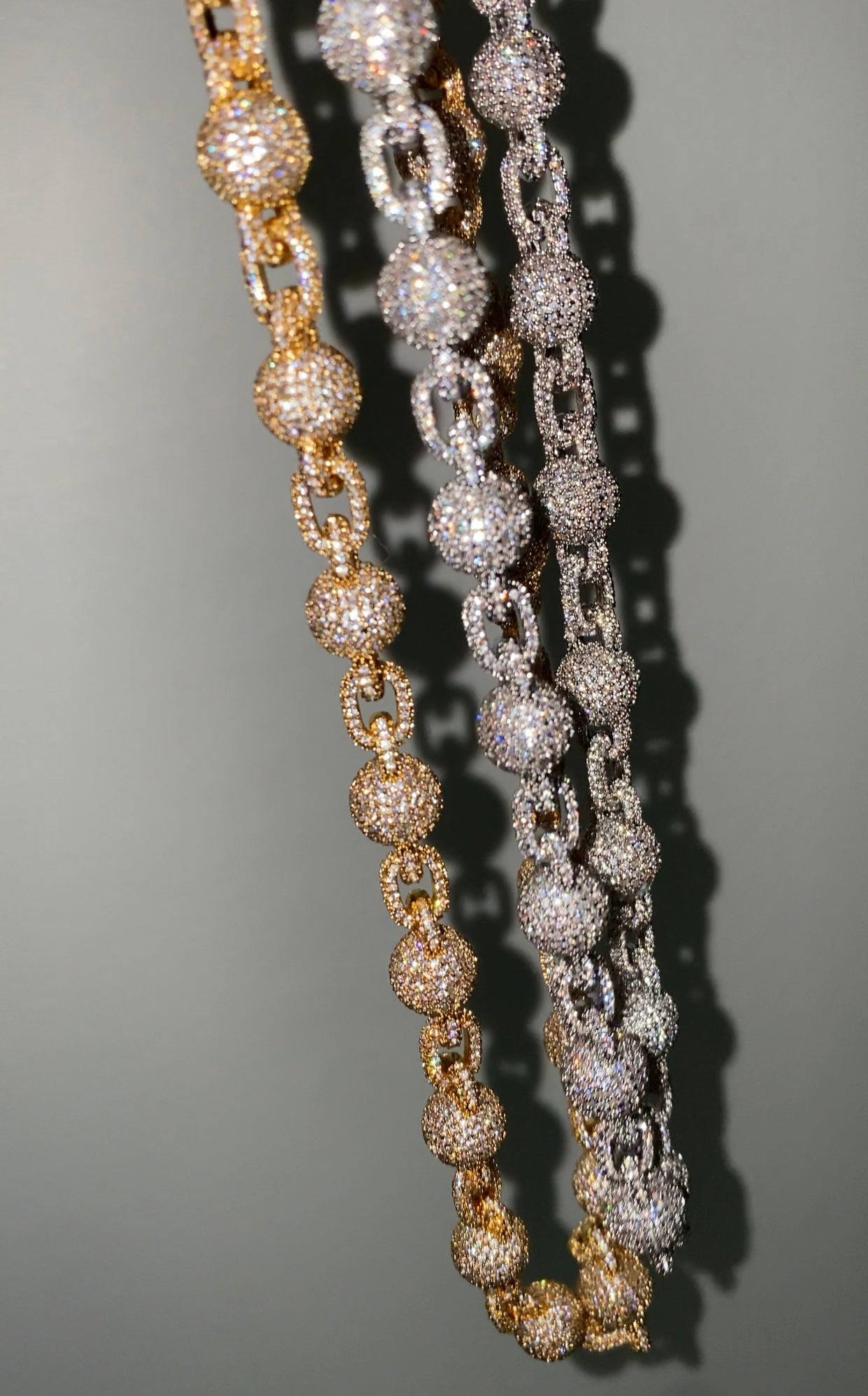 Iced out ball chain silver plated mens necklace