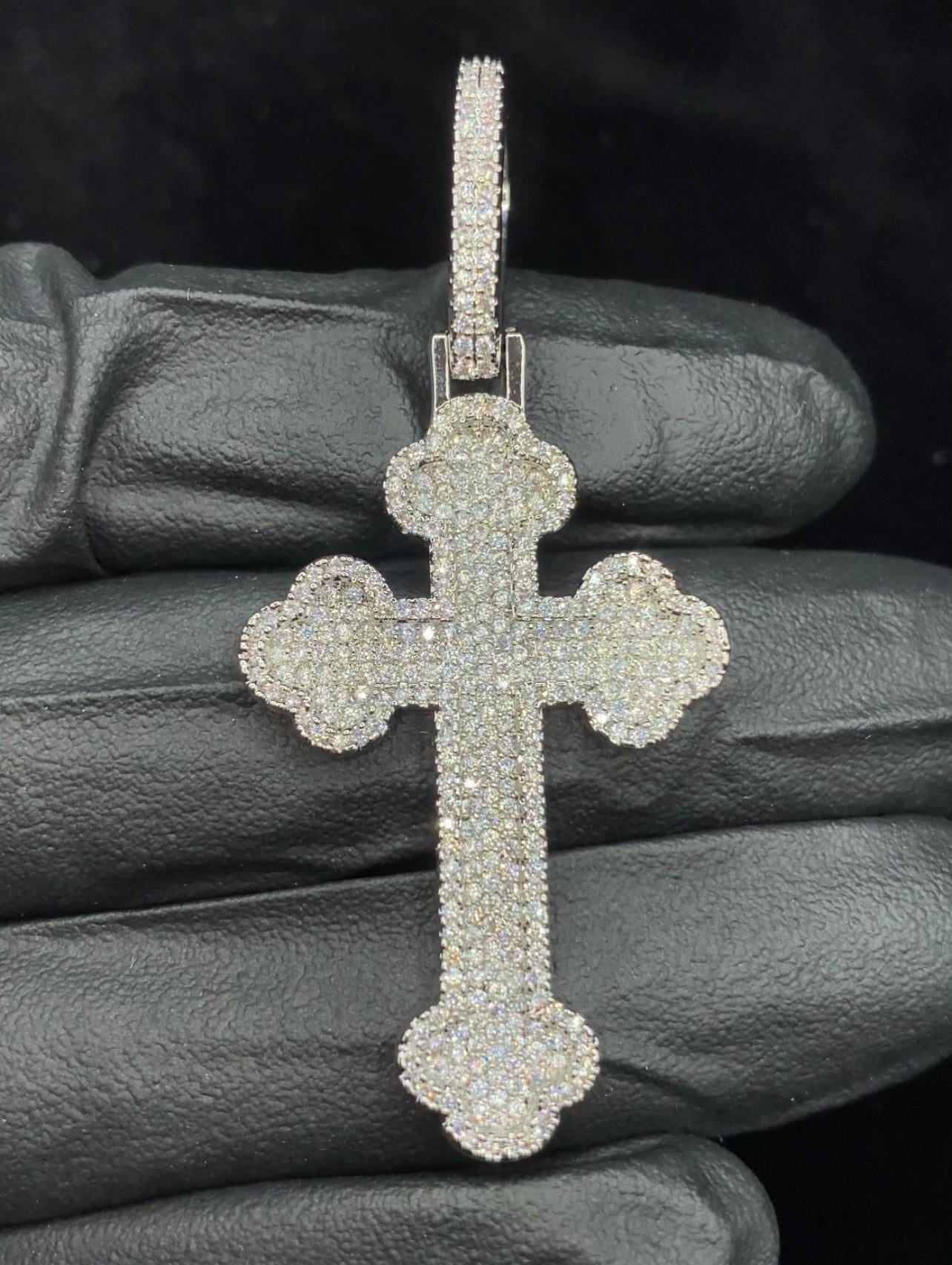 Charmbox Men chrome cross pendant gold plated cubic zirconia