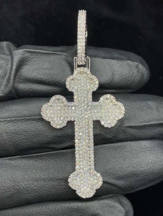 Charmbox Men chrome cross pendant gold plated cubic zirconia