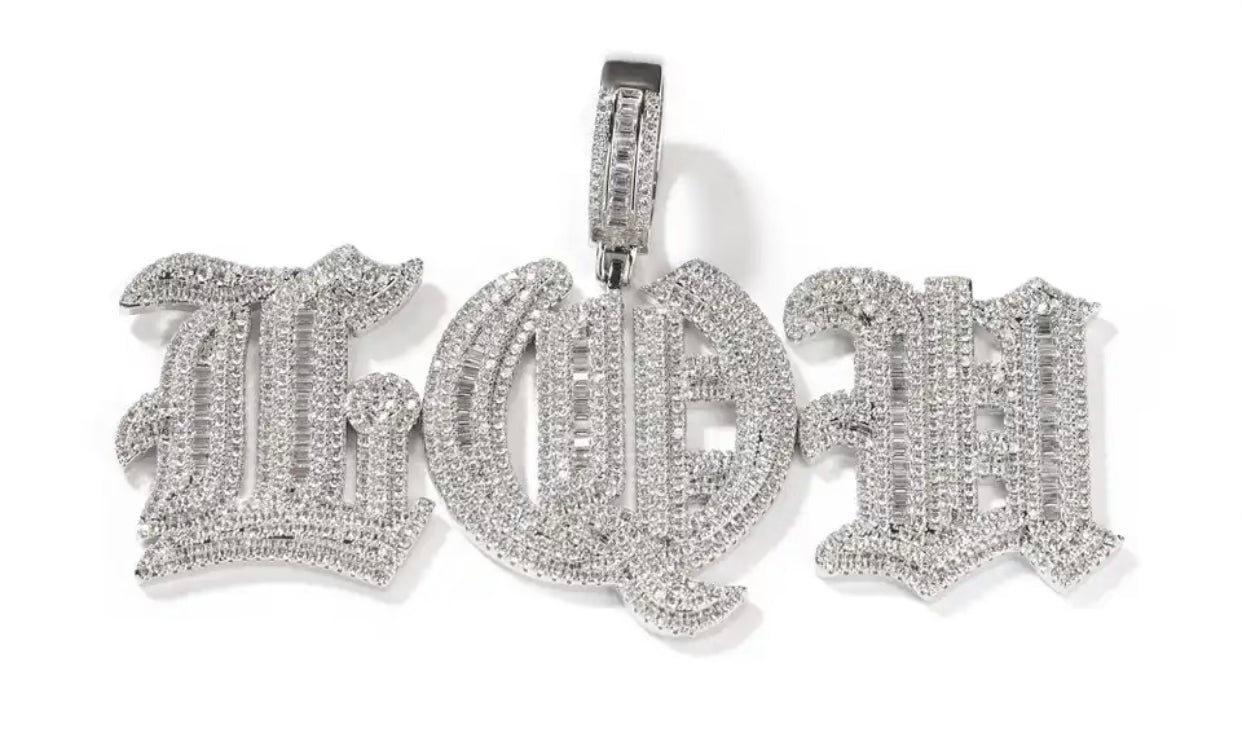 Charmbox Men Old English custom name necklace gold plated cubic zirconia