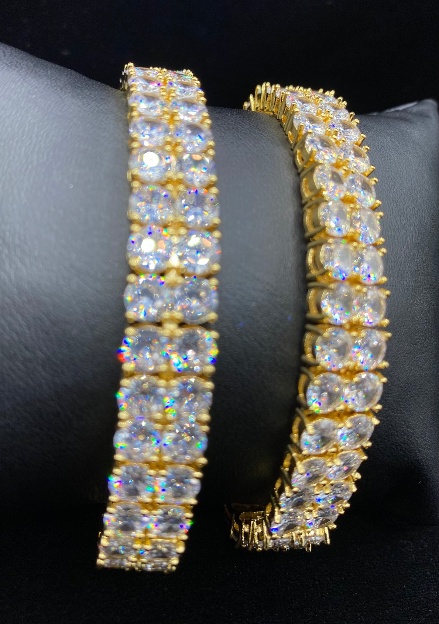 2 row tennis bracelet worn on wrist, iced out mens jewelry by Charmbox Men