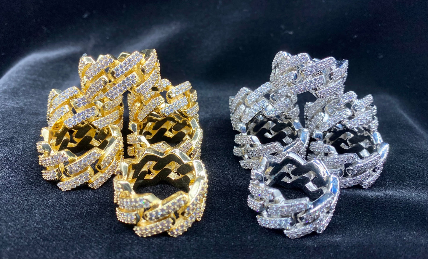 Charmbox Men Cuban ring 12mm gold plated cubic zirconia